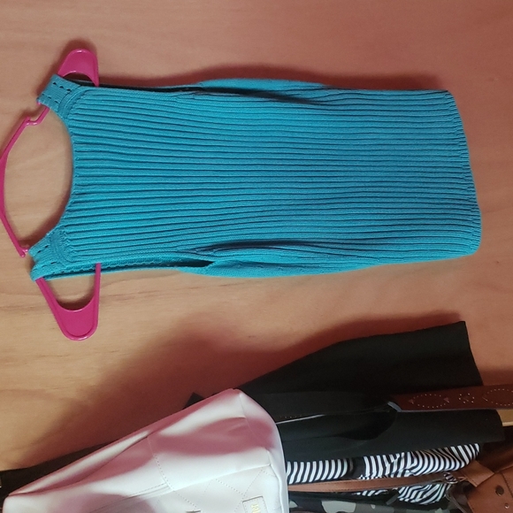 Express Blue Knitted Ribbed Sweater Tank - Picture 2 of 4